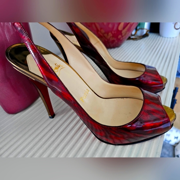 Louboutin Prive Patent leather (bronze & red) - Picture 2 of 13
